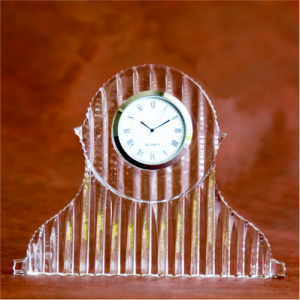 Tambour Crystal Glass Desk Clock