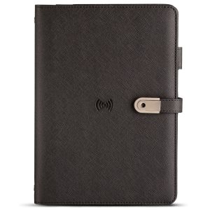 Wireless Charging Powerbank Diary with USB Black