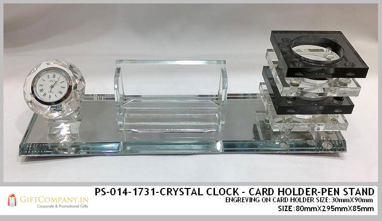 Crystal Name Plate and Desktop Clock Business Card Holder - Etsy