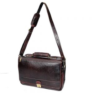 17 Inch Mens Luxury Leather Briefcases Shoulder Office Bags Brown