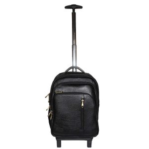 18 Inch Leather Laptop Backpacks Trolley Bags Black
