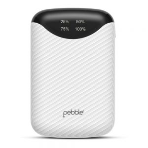 Pebble 10000 mAh Pico Palm Sized Power Bank - White