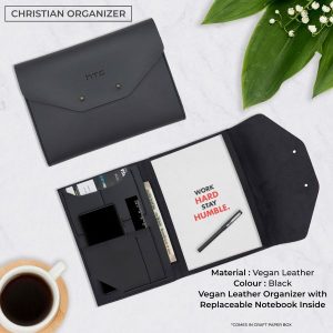 Christian Vegan Leather Organizer - Black