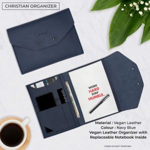 Christian Vegan Leather Organizer - Navy Blue