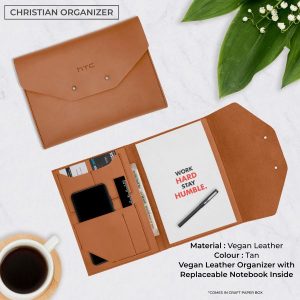 Christian Vegan Leather Organizer - Tan Brown