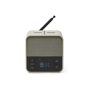 Lexon LA122 Oslo News Lite Clock Radio With Charging Station & Speaker – Light Grey & Green