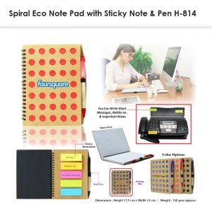 Eco Sticky Note Pad with Ball Pen H-814