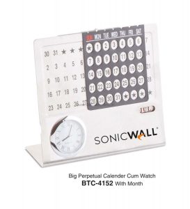 Desktop Perpetual Metal Calendar With Clock - BTC-4152