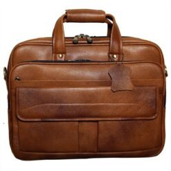 16 Inch Leather Briefcase Laptop Bag (TAN)
