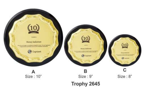 Golden Shield Plaque With 3 Diff Size TRO - 2645 A, B, C