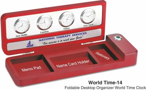 Foldable Desk Organizer With World Time Clock World Time - 14