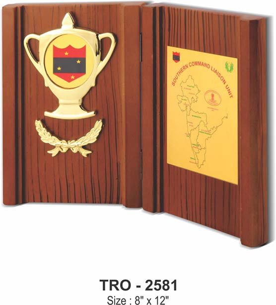 Wooden Plaque With Winner Cup Medal TRO - 2581 3 Wooden Plaque With Winner Cup Medal TRO - 2581