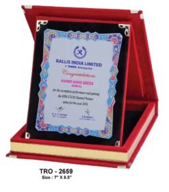 Silver Printed Award With Velvet Box Plaque TRO - 2659