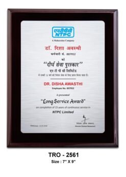 Wooden Award Plaque Silver TRO - 2561