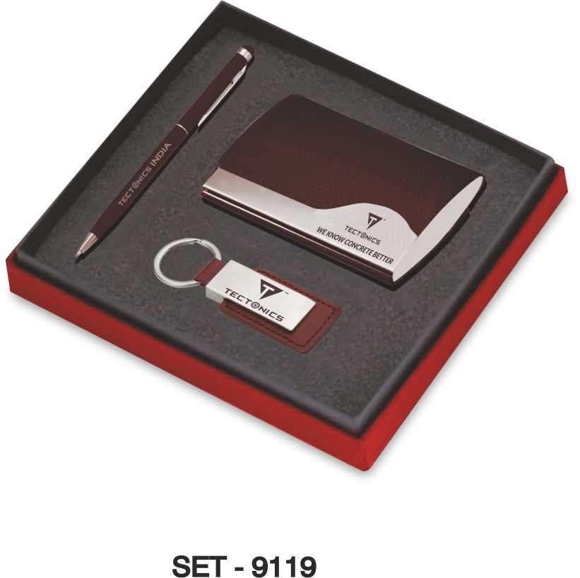 3 In 1 Pen+Visiting Card Holder+Keychain SET-9119