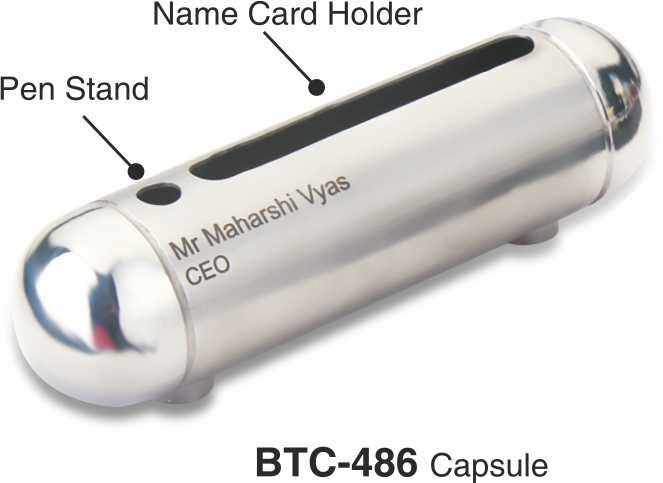 Capsule Shape Name Card Holder With Pen Stand BTC - 486 3 Capsule Shape Name Card Holder With Pen Stand BTC - 486