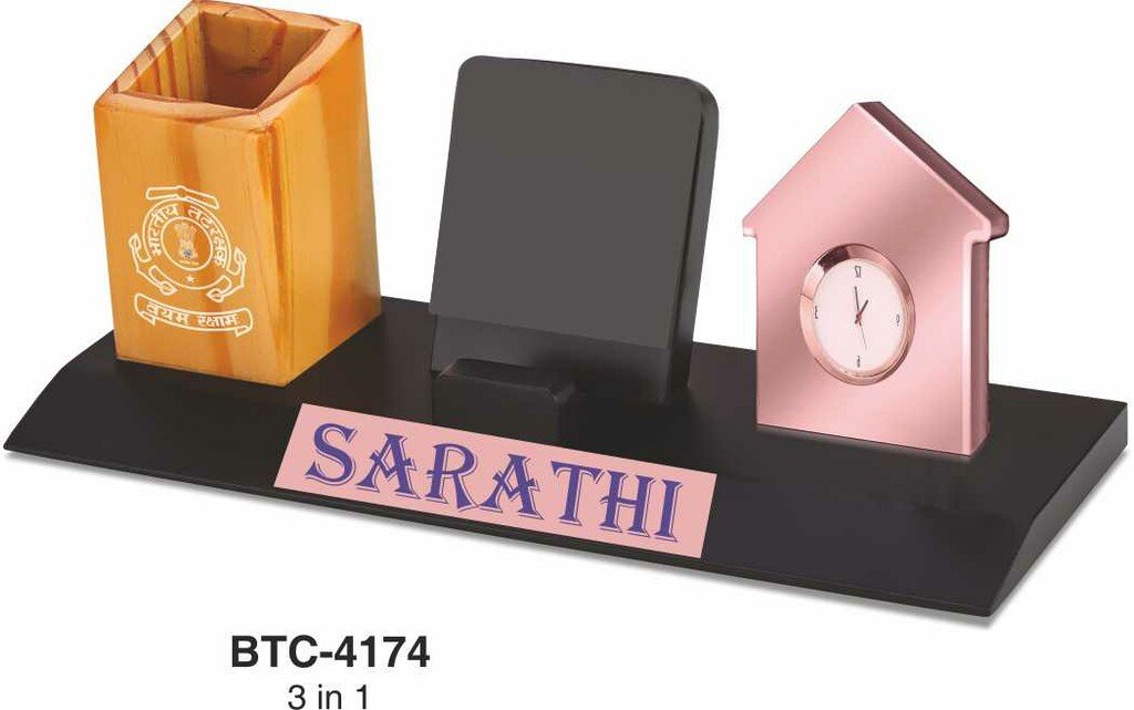 3-In-1 Desk Organizer(Pen Stand, Mobile Stand & Rose Gold Home Shape Clock) BTC - 4174 3 3-In-1 Desk Organizer(Pen Stand, Mobile Stand & Rose Gold Home Shape Clock) BTC - 4174