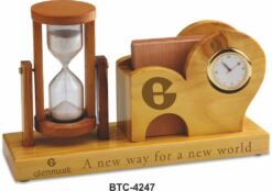 Wooden Desk Organizer With Clock & Sand Timer BTC - 4247