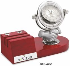 Hand Shake With Rotating Clock Desk Organizer BTC - 4255