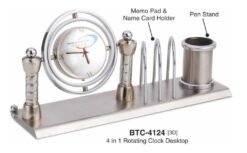 Metal Desk Organizer With Rotating Clock BTC - 4124