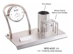 Metal Desk Organizer With Rotating Clock BTC - 4127