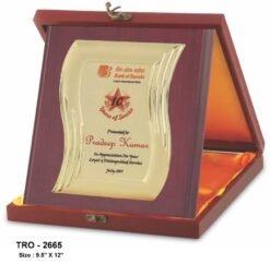 Corporate Wave Shape Plaque With Wooden Box TRO - 2665