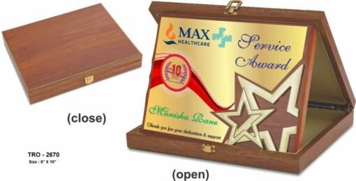 Wooden  Star Plaque With Box TRO - 2670