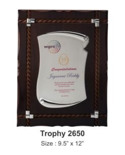 Silver Scroll Plaque With Wooden Decorative  TRO - 2650