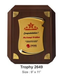 Gold Scroll Plaque With Wooden Decorative  TRO - 2649