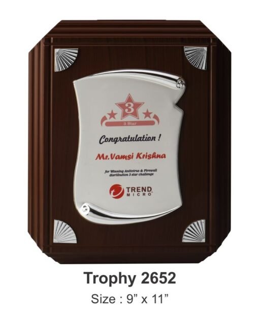 Silver Scroll Plaque With Wooden Decorative  TRO - 2652