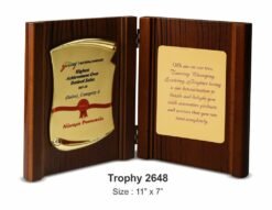 Wooden Book Plaque - Gold TRO - 2648