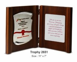 Wooden Book Plaque - Silver TRO - 2651