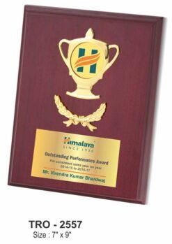 Wooden Plaque With Winner Cup Medal TRO - 2557