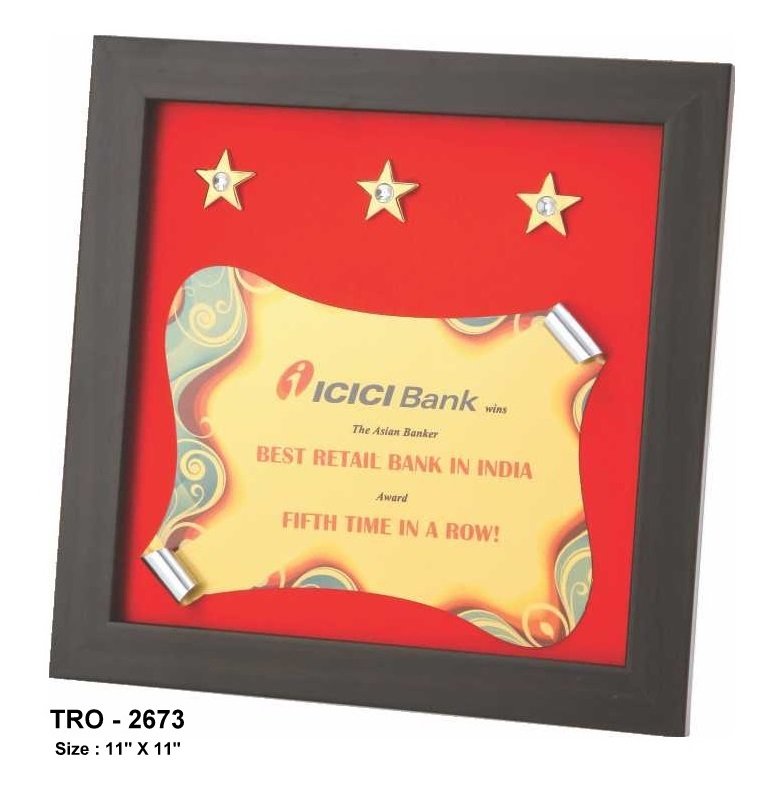 Golden Scroll Plate Plaque With Stars TRO - 2673 3 Golden Scroll Plate Plaque With Stars TRO - 2673
