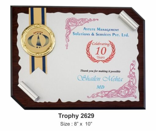 Silver Plate Scroll Plaque TRO - 2629