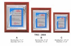 Corporate Silver Metal Plate Plaque / Memento TRO - 2604 A B C