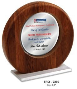 Silver Rotate Round Metal - Wood Memento TRO - 2290