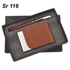 Welcome Kit Gift Set GCSR116 Vertical Brown Pen & Card Holder