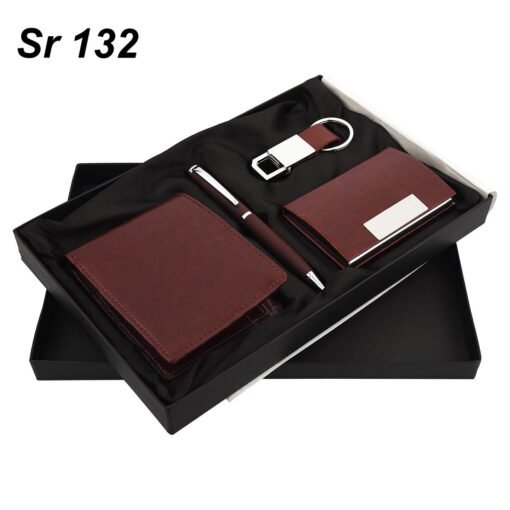 Welcome Kit Gift Set GCSR132 Estilo Brown Wallet, Keychain, Pen & Card Holder