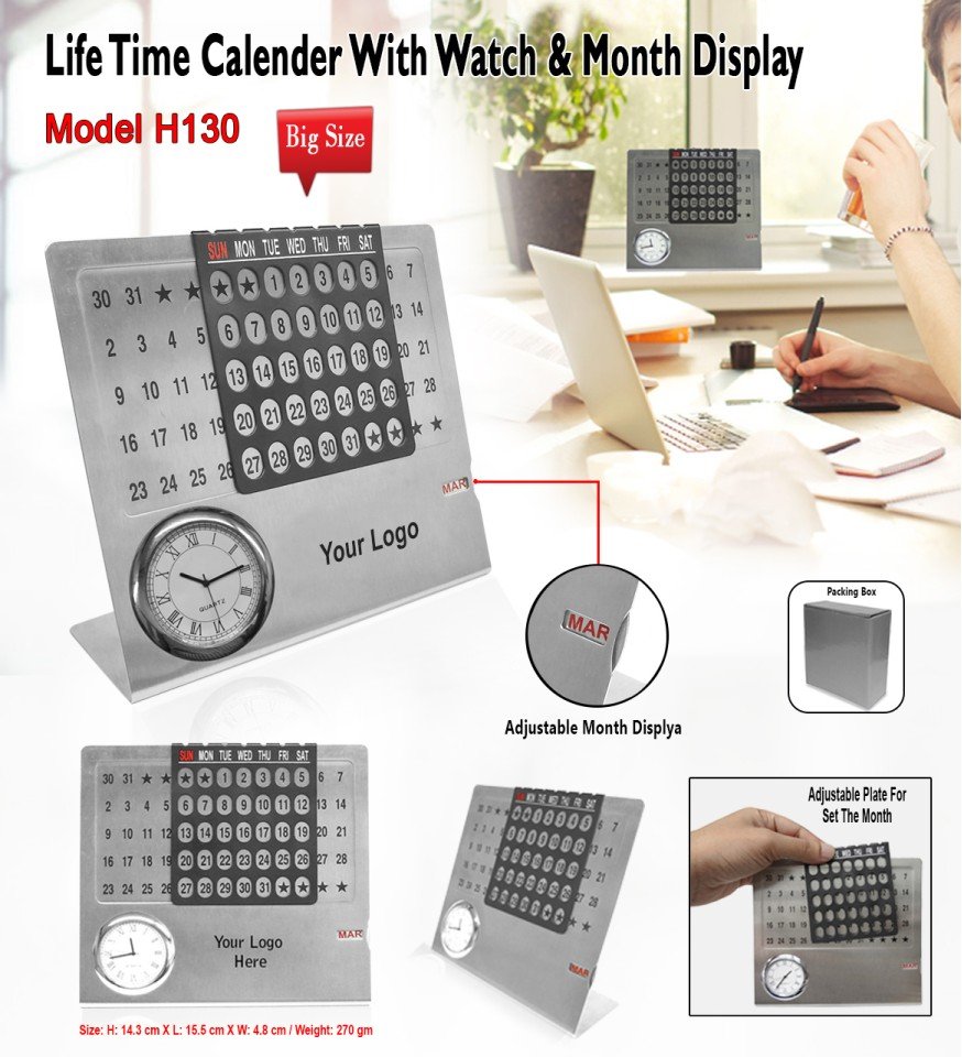 Life Time Calendar With Watch & Month Display (Big Size) GC H130 3 Life Time Calendar With Watch & Month Display (Big Size) GC H130