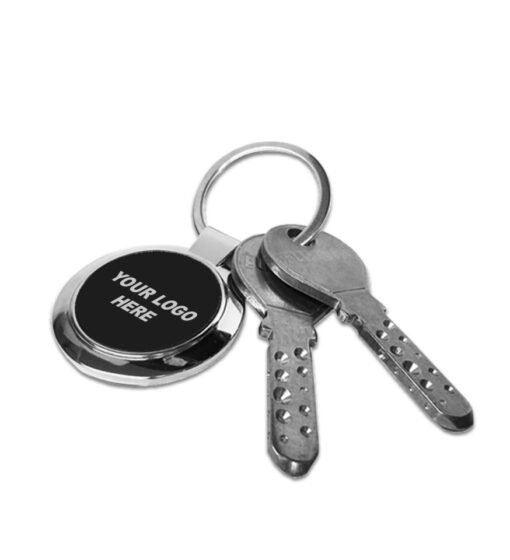 Round Shape Metal Keychain (Black/Silver) GC H506