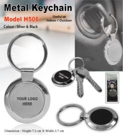 Round Shape Metal Keychain (Black/Silver) GC H506