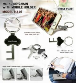Metal Key Shape Keychain With Mobile Holder GC H516