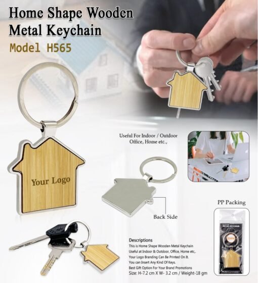 Home Shape Wooden Keychain GC H565