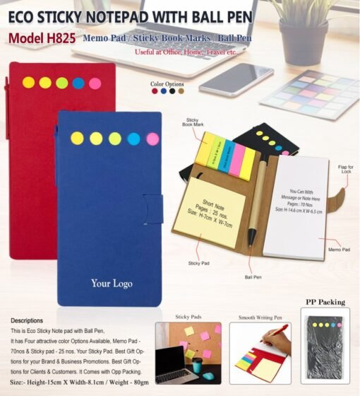 Eco Sticky Note Pad With Ball Pen GC H825 4 Eco Friendly Diary GC H825