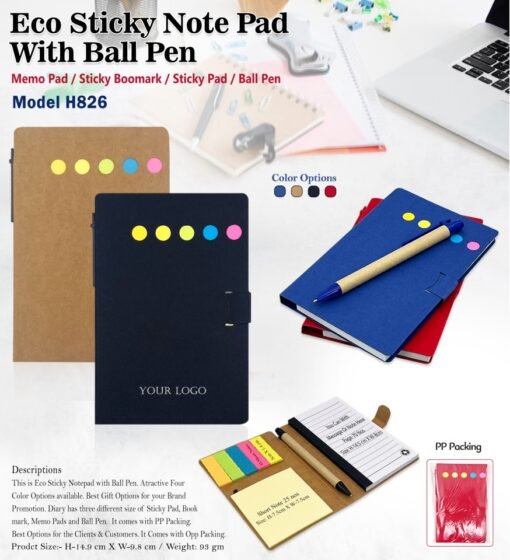 Eco Sticky Note Pad With Ball Pen GC H826