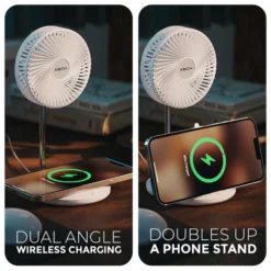 Aero Charge Table Fan with 15W Wireless Fast Charger