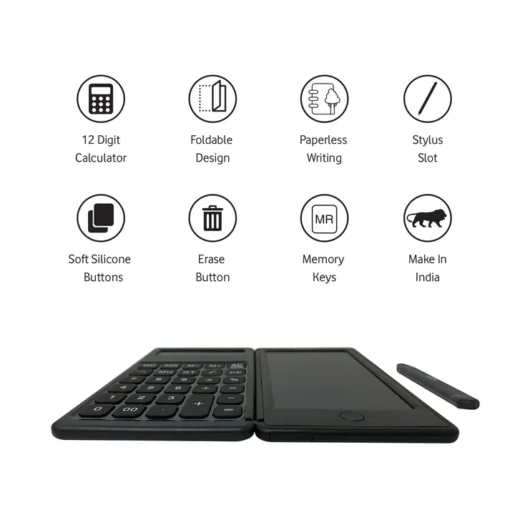 Digifold - 2 In 1 LCD E-Writer with 12 Digit Calculator 5 Digi Fold
