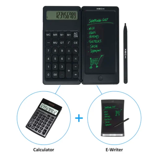 Digifold - 2 In 1 LCD E-Writer with 12 Digit Calculator 4 Digi Fold