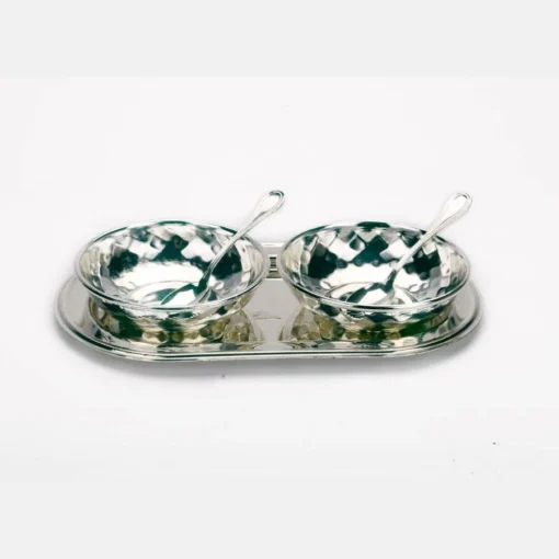 Hammered Design Bowls with Oval Tray
